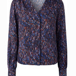 Liverpool Long Sleeve Print Blouse in blue/brown multi print at ooh la la! in Grapevine TX 76051