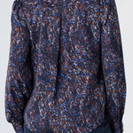 Liverpool Long Sleeve Print Blouse in blue/brown multi print at ooh la la! in Grapevine TX 76051