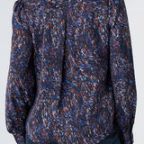 Liverpool Long Sleeve Print Blouse in blue/brown multi print at ooh la la! in Grapevine TX 76051