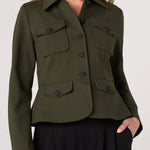 Liverpool Peplum Jacket in Hunter Green at ooh la la! in Grapevine TX 76051