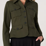 Liverpool Peplum Jacket in Hunter Green at ooh la la! in Grapevine TX 76051