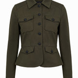 Liverpool Peplum Jacket in Hunter Green at ooh la la! in Grapevine TX 76051