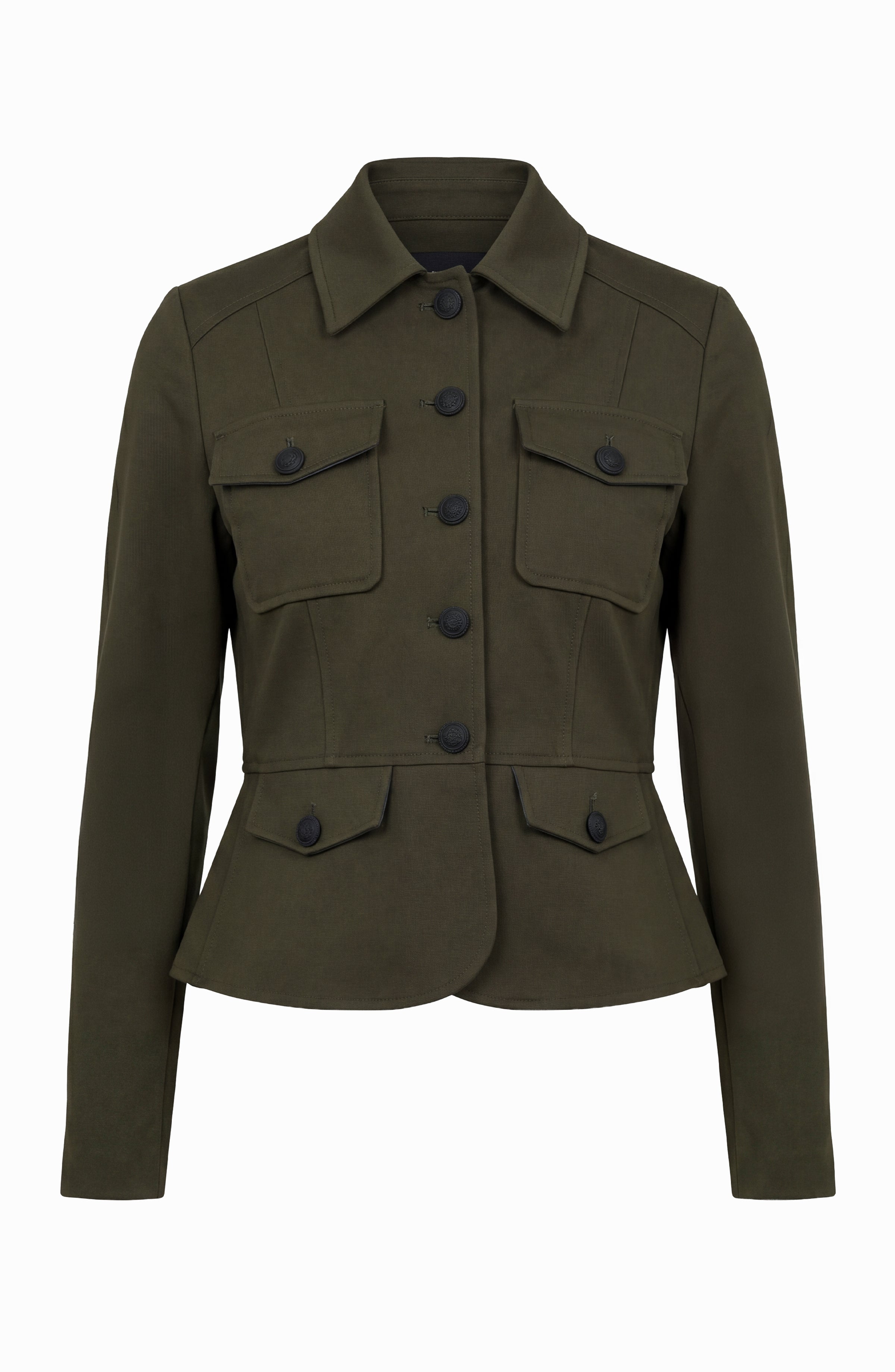 Liverpool Peplum Jacket in Hunter Green at ooh la la! in Grapevine TX 76051