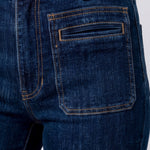 Liverpool Hannah Flare jeans with vintage patch pockets in collegiate blue denim at ooh la la! in Grapevine TX 76051
