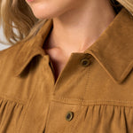 Liverpool Puff Sleeve Faux Suede Jacket with Laser Cut Hem at ooh la la! in Grapevine TX 76051
