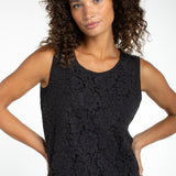 Liverpool Sleeveless Lace to Knit Top in black at ooh la la! in Grapevine TX 76051