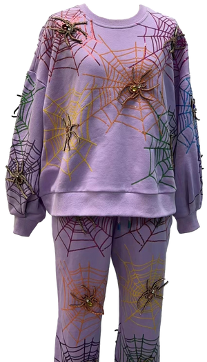 Queen of Sparkles Lavender Spiderweb Sweatshirt at ooh la la! in Grapevine TX 76051