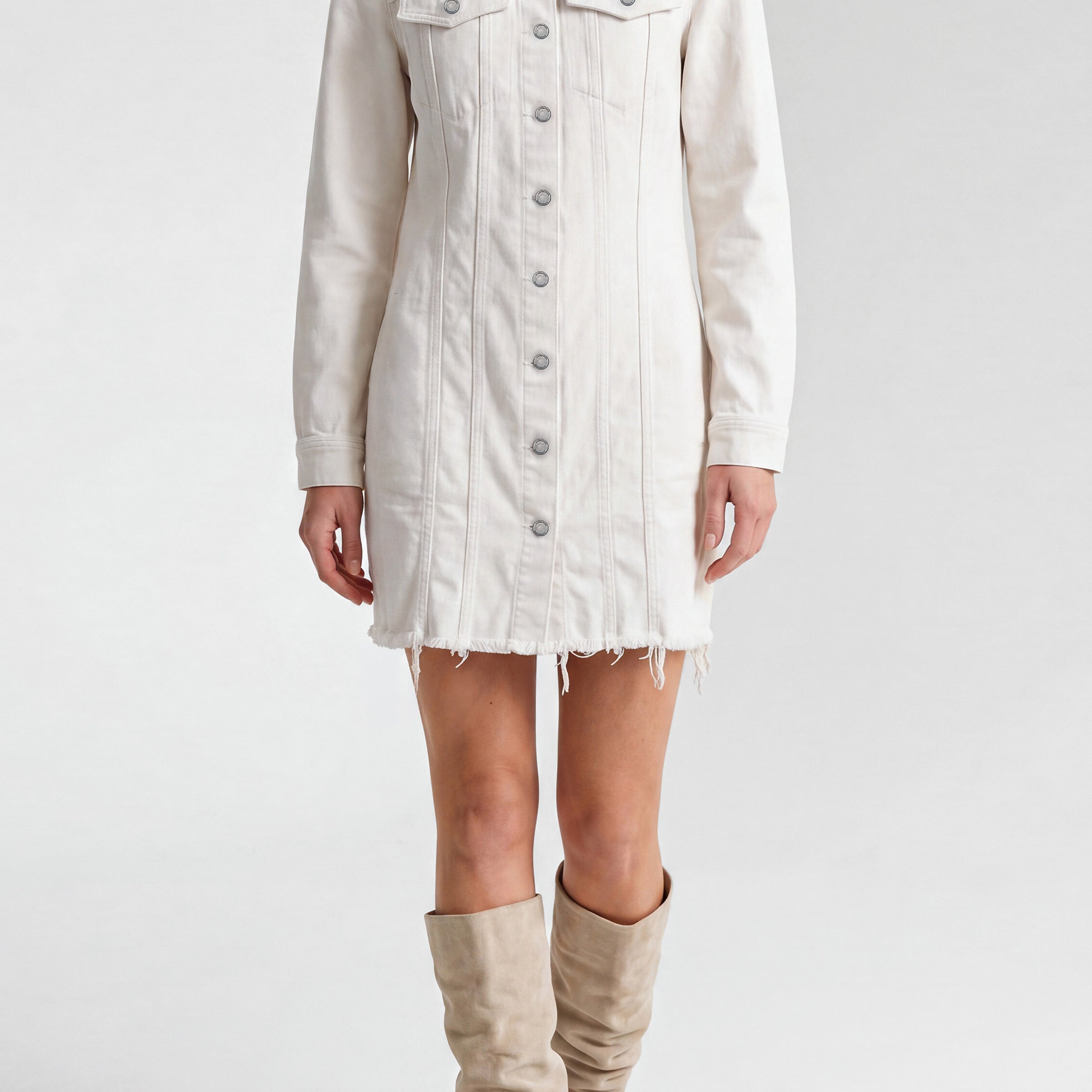 Liverpool Collarless Trucker Dress at Ooh La La! in Grapevine TX 76051