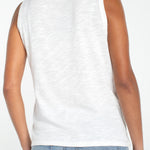 Liverpool Sleeveless Lace to Knit Top in whipped cream at ooh la la! in Grapevine TX 76051