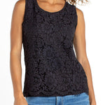 Liverpool Sleeveless Lace to Knit Top in black at ooh la la! in Grapevine TX 76051