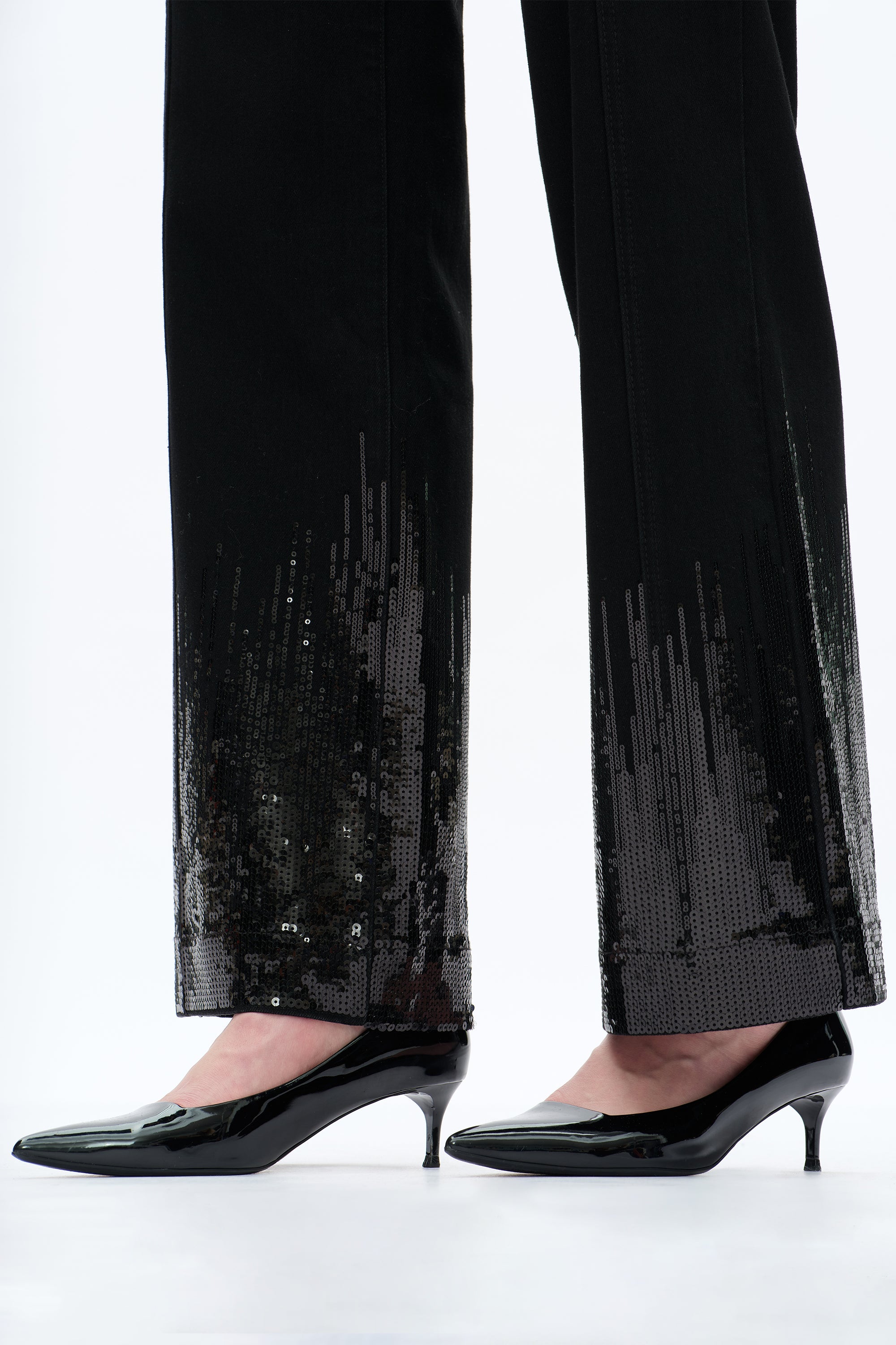 Mid Rise Sequin Wide Leg Jeans in black at ooh la la! in Grapevine TX 76051