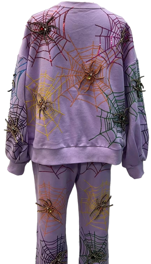 Queen of Sparkles Lavender Spiderweb Sweatshirt at ooh la la! in Grapevine TX 76051