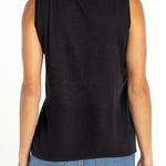 Liverpool Sleeveless Lace to Knit Top in black at ooh la la! in Grapevine TX 76051