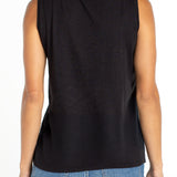 Liverpool Sleeveless Lace to Knit Top in black at ooh la la! in Grapevine TX 76051