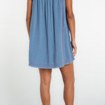 Liverpool Flutter Sleeve Embroidered Denim Dress - 2