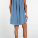 Liverpool Flutter Sleeve Embroidered Denim Dress - 2