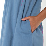 Liverpool Flutter Sleeve Embroidered Denim Dress - 3