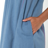 Liverpool Flutter Sleeve Embroidered Denim Dress - 3