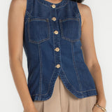 Liverpool Crew Neck Denim Vest at ooh la la in Grapevine TX 76051