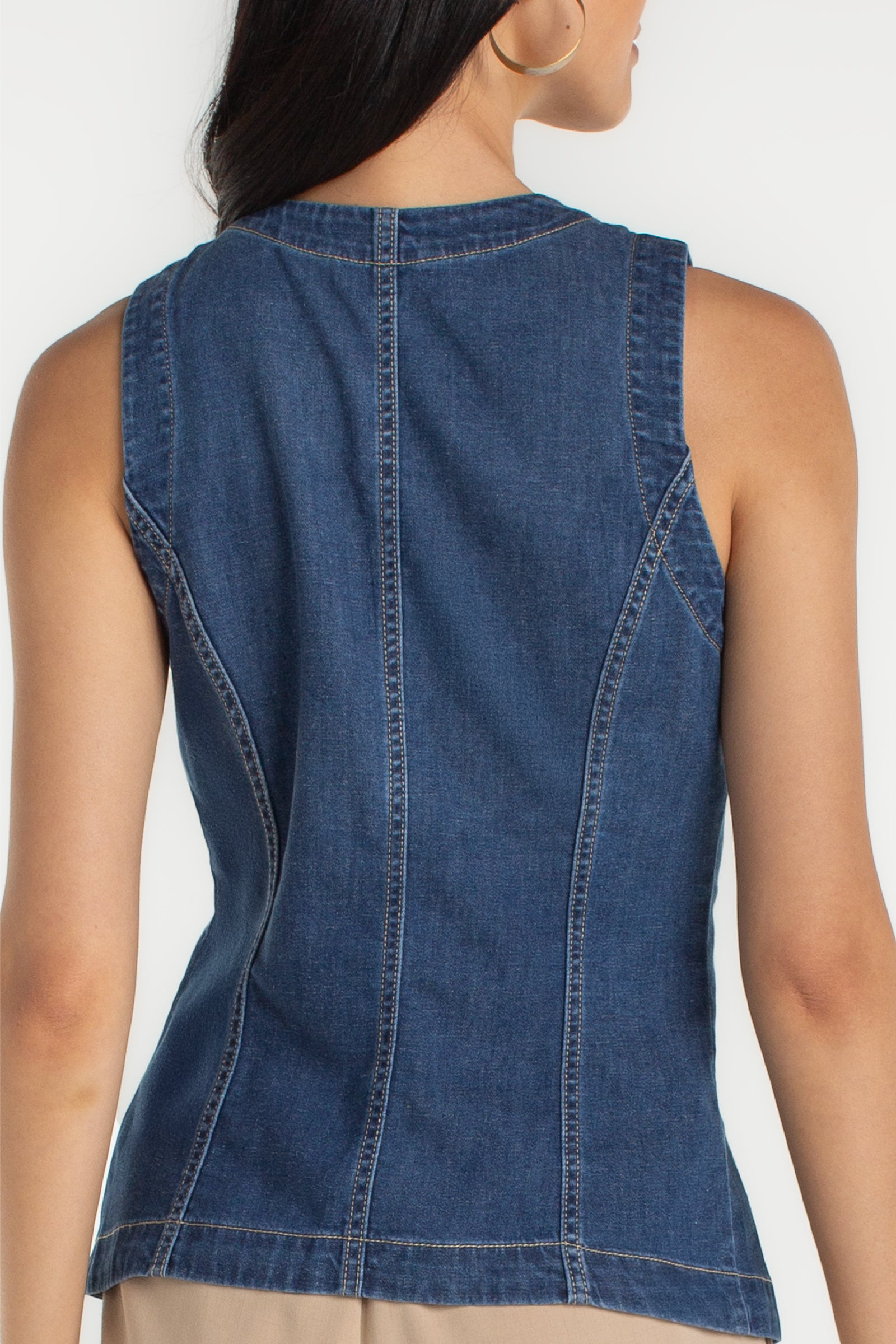 Liverpool Crew Neck Denim Vest at ooh la la in Grapevine TX 76051