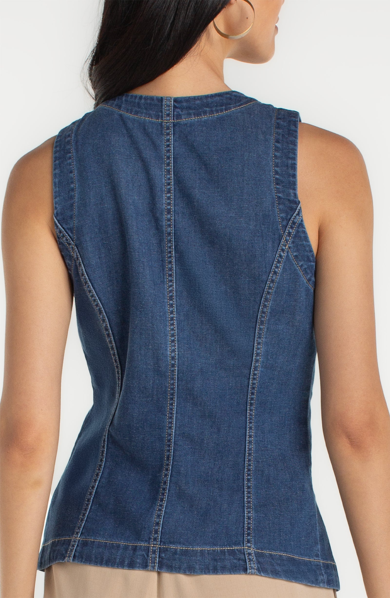Liverpool Crew Neck Denim Vest at ooh la la in Grapevine TX 76051