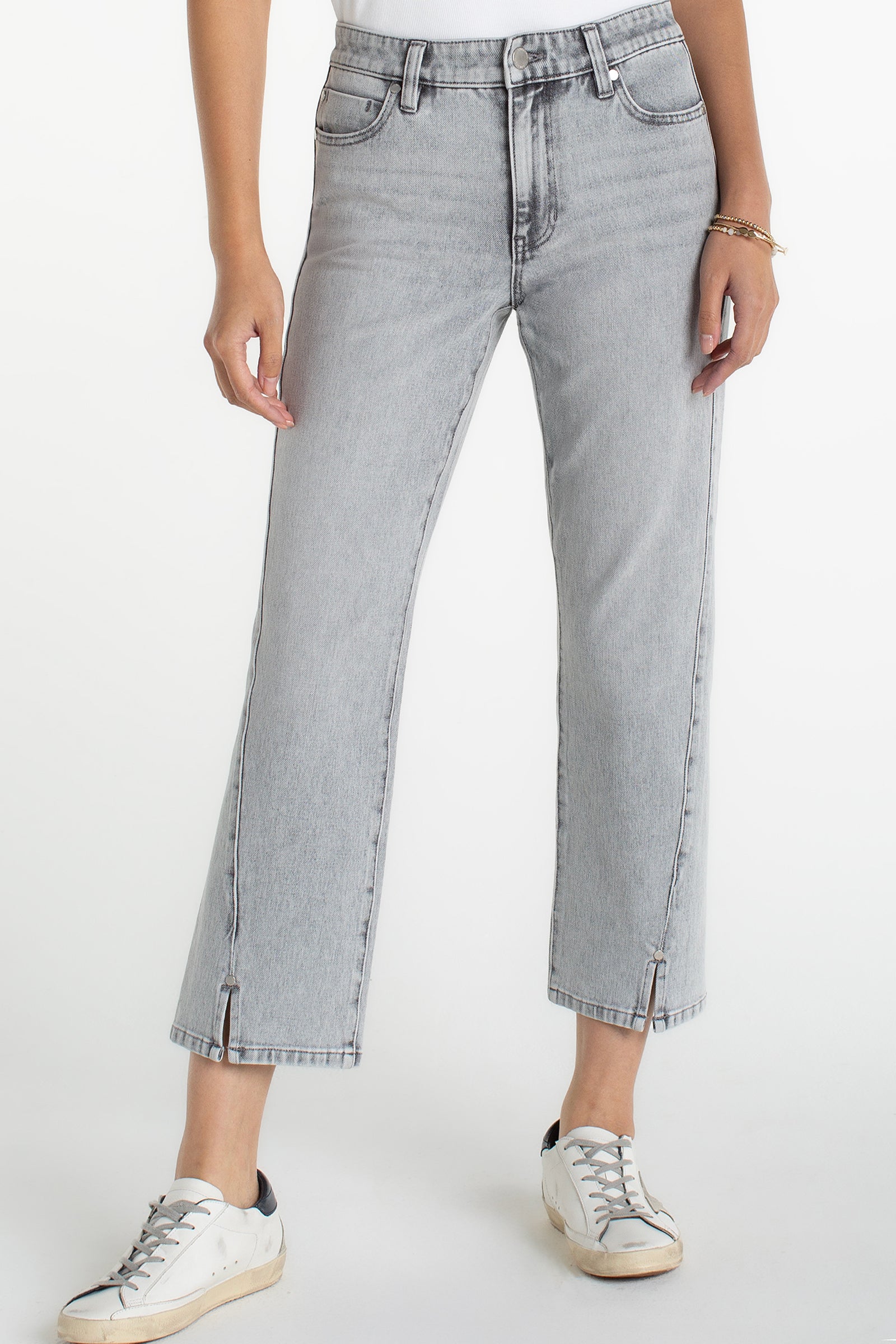 Liverpool Kennedy Straight Jeans with Seaming Detail and Slit at ooh la la! in Grapevine TX 76051