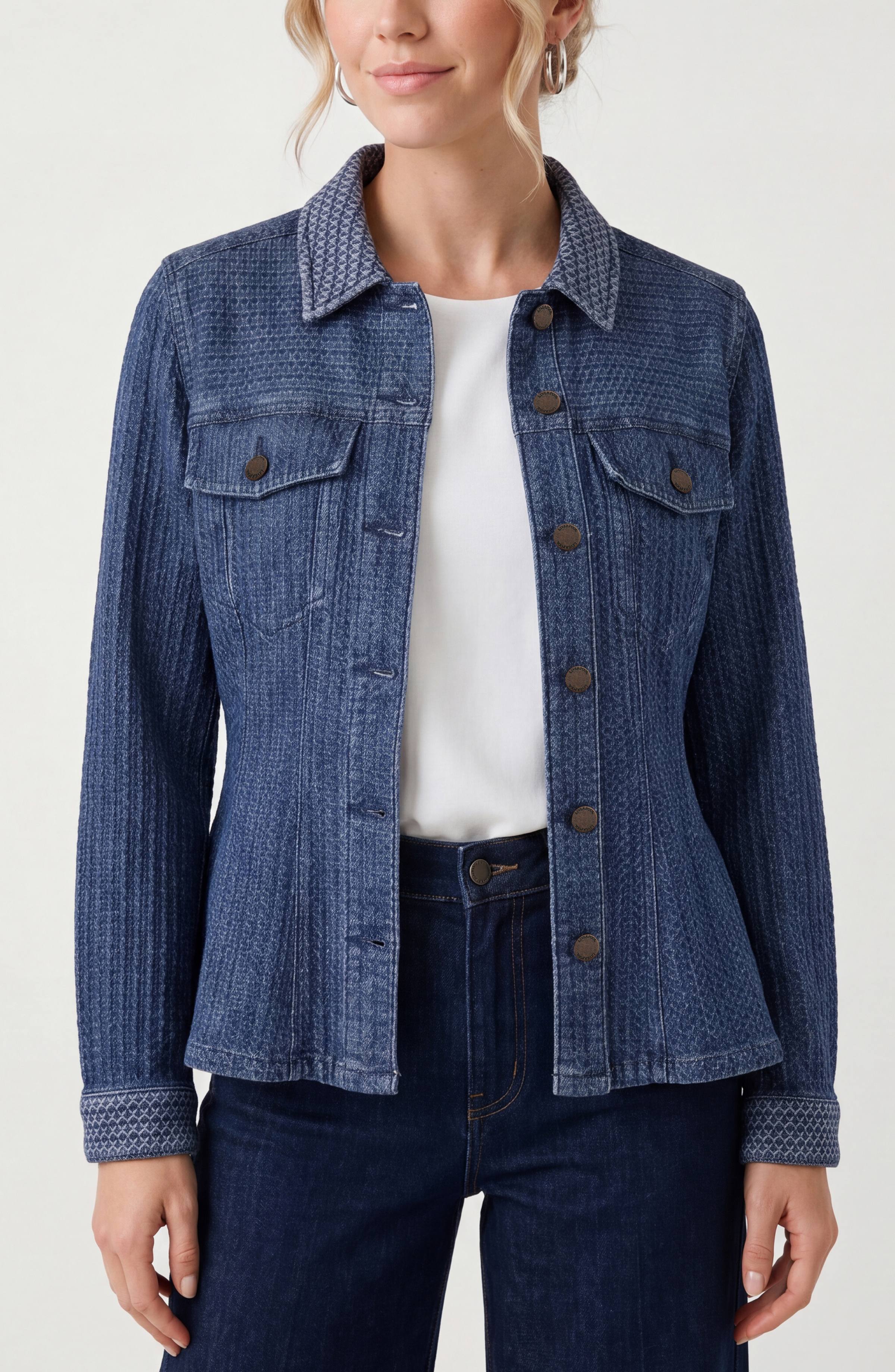 Liverpool Fit and Flar Trucker Jacket at Ooh La La! in Grapevine TX 76051