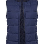 Liverpool reversible zip front quilted sweater vest in heather navy, flat lay view