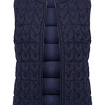 Liverpool Reversible Zip Front Quilted Sweater Vest in Heather Navy cable-knit