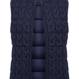 Liverpool Reversible Zip Front Quilted Sweater Vest in Heather Navy cable-knit
