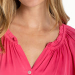 Liverpool 3/4 Sleeve Blouse with Ruffle Details in Perfect Pink at ooh la la! in Grapevine TX 76051