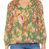 Liverpool Long Sleeve V-Neck Pleated Top at Ooh La La! in Grapevine TX 76051