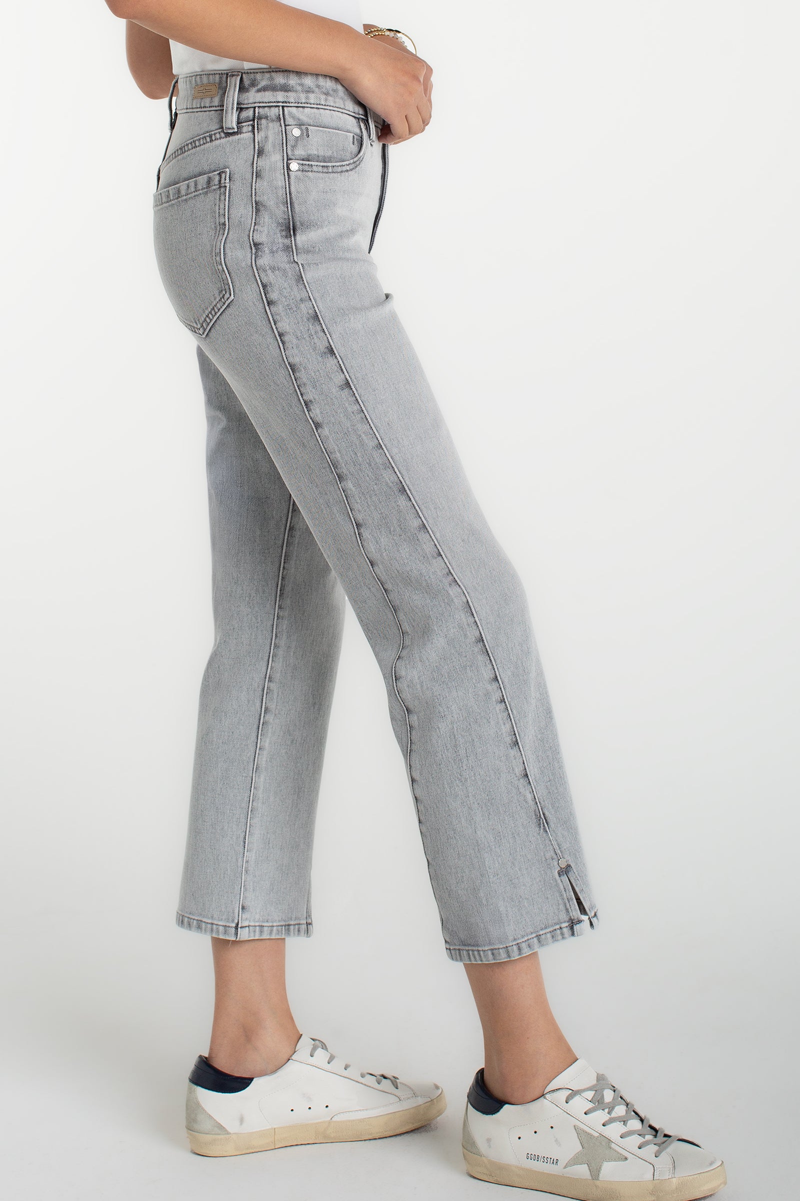 Liverpool Kennedy Straight Jeans with Seaming Detail and Slit at ooh la la! in Grapevine TX 76051