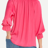 Liverpool 3/4 Sleeve Blouse with Ruffle Details in Perfect Pink at ooh la la! in Grapevine TX 76051