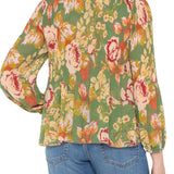 Liverpool Long Sleeve V-Neck Pleated Top at Ooh La La! in Grapevine TX 76051