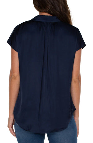 Liverpool BUTTON FRONT DOLMAN SLEEVE BLOUSE in dark navy at ooh la la! in Grapevine TX 76051