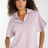 Liverpool Knit Half Zip Popover Top in Lilac Shadow at ooh la la! in Grapevine TX 76051