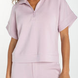 Liverpool Knit Half Zip Popover Top in Lilac Shadow at ooh la la! in Grapevine TX 76051