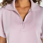 Liverpool Knit Half Zip Popover Top in Lilac Shadow at ooh la la! in Grapevine TX 76051