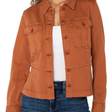 Liverpool Peplum Hem Trucker Jacket at Ooh La La! in Grapevine TX 76051