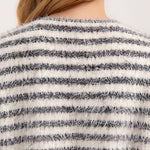 Liverpool Long Sleeve Boatneck Stripe Knit Top in cream/black stripe at ooh la la! in Grapevine TX 76051