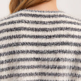 Liverpool Long Sleeve Boatneck Stripe Knit Top in cream/black stripe at ooh la la! in Grapevine TX 76051