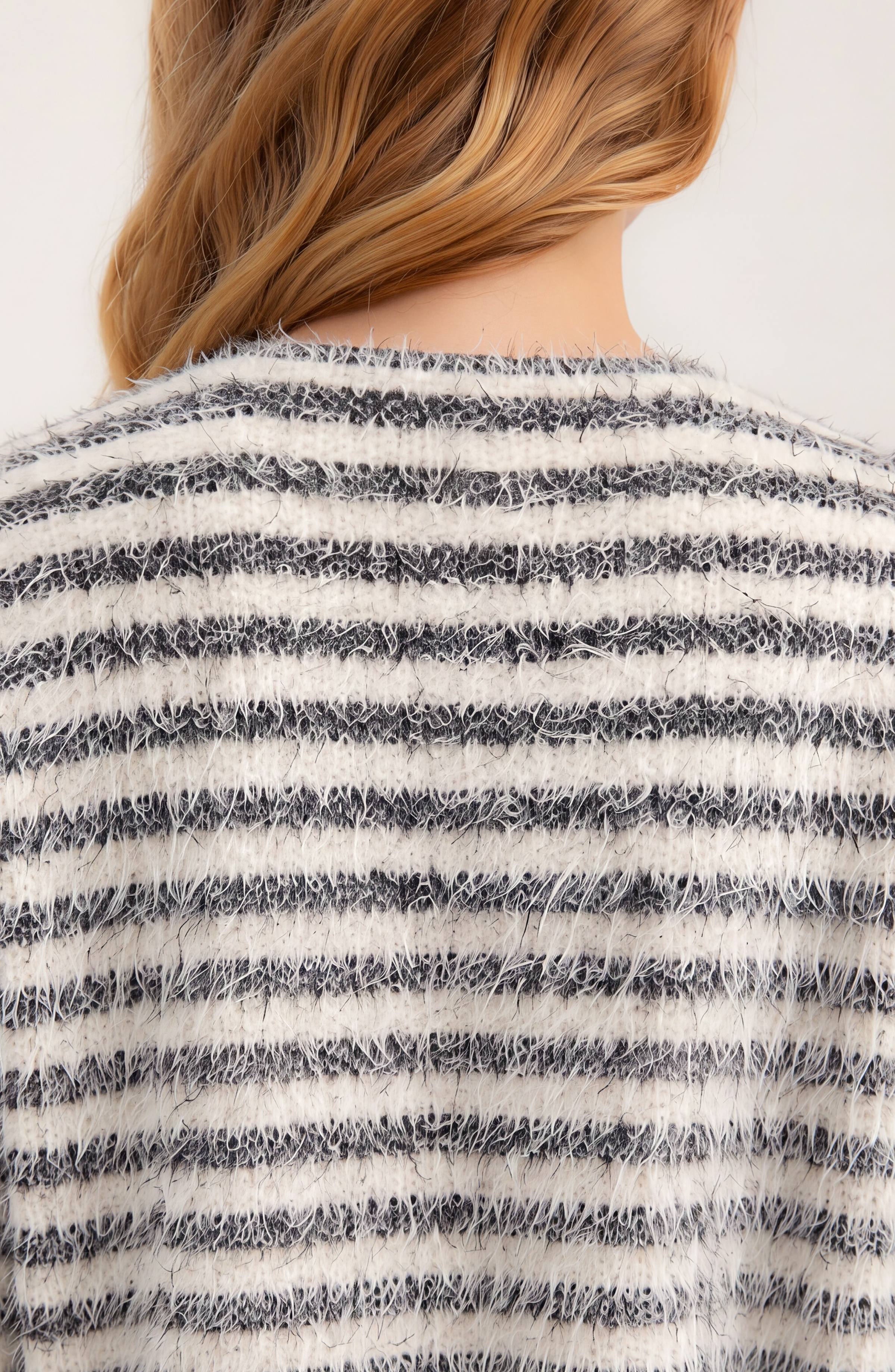 Liverpool Long Sleeve Boatneck Stripe Knit Top in cream/black stripe at ooh la la! in Grapevine TX 76051