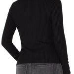 Long Sleeve Mock Neck Knit Top W/ Button Detail at Ooh La La! in Grapevine TX 76051