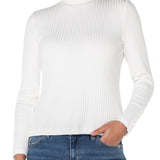 Long Sleeve Mock Neck Knit Top W/ Button Detail at Ooh La La! in Grapevine TX 76051