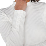 Long Sleeve Mock Neck Knit Top W/ Button Detail at Ooh La La! in Grapevine TX 76051