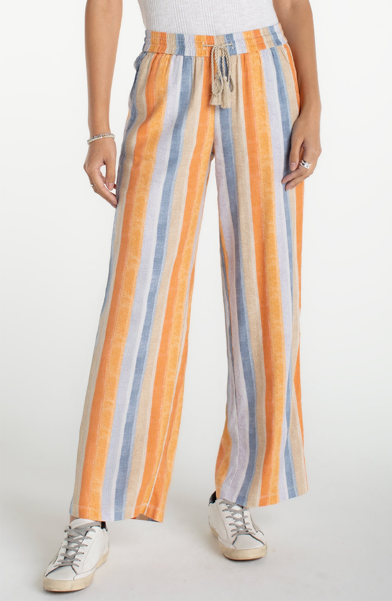 Liverpool Drawstring Pull-On Wide Leg Striped Pants at ooh la la! in Grapevine TX 76051
