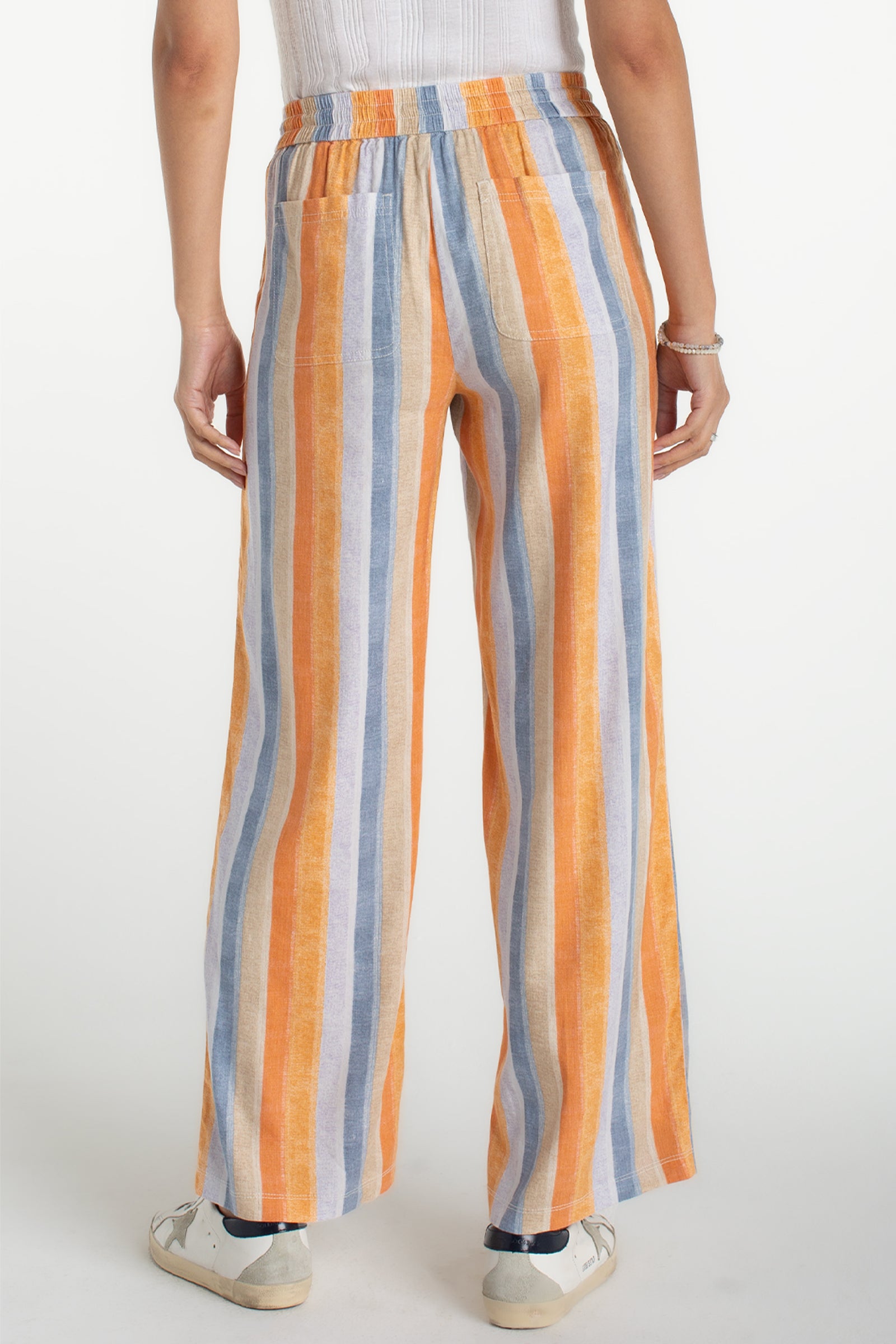 Liverpool Drawstring Pull-On Wide Leg Striped Pants at ooh la la! in Grapevine TX 76051
