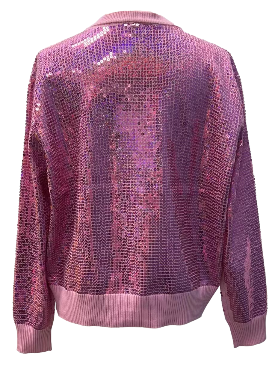 Queen of Sparkles Pink Full Sequin 'Tis the Season To Sparkle' Sweater at ooh la la! in Grapevine TX 76051