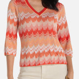 Liverpool 3/4 Sleeve V Neck Chevron Sweater at ooh la la! in Grapevine TX 76051